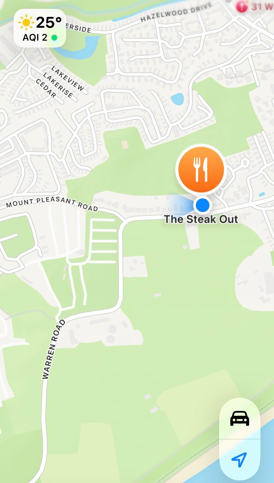 Map showing The Steak Out near Mount Pleasant Road in Dawlish Warren